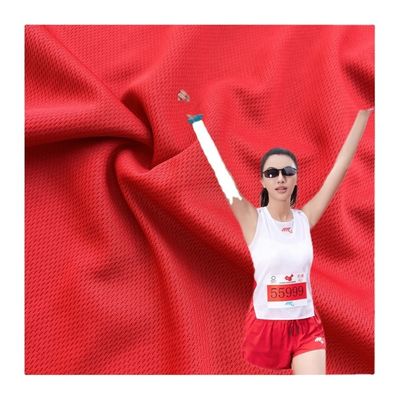 Solid Eyelet Bird Eye Fabric 100% Polyester Knitting Breathable For Sports T-Shirt